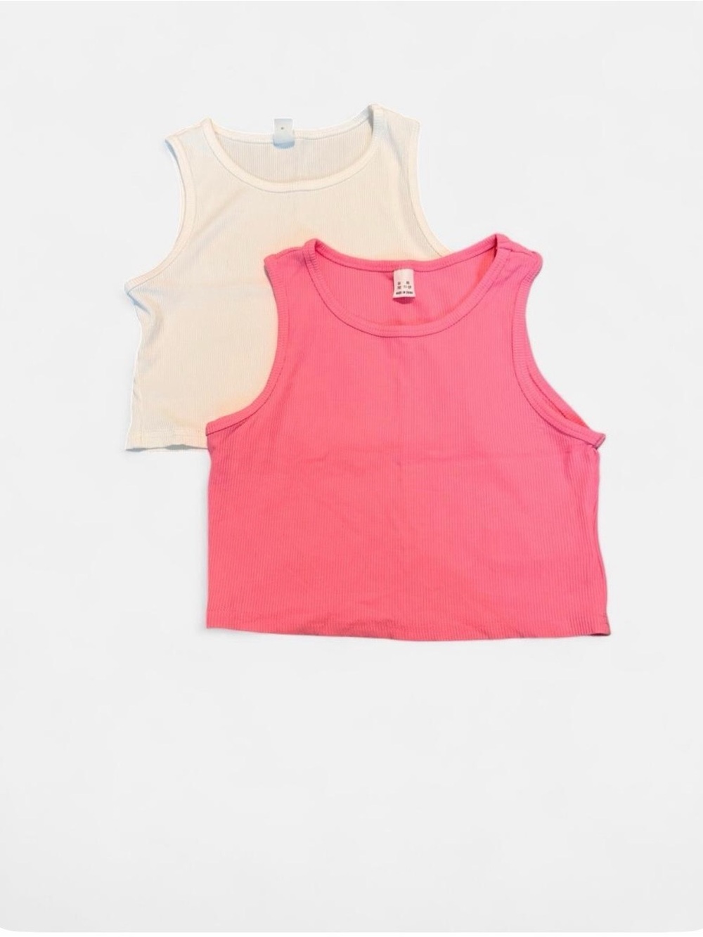 Girls Ribbed Tank Top Duo - Pink & White